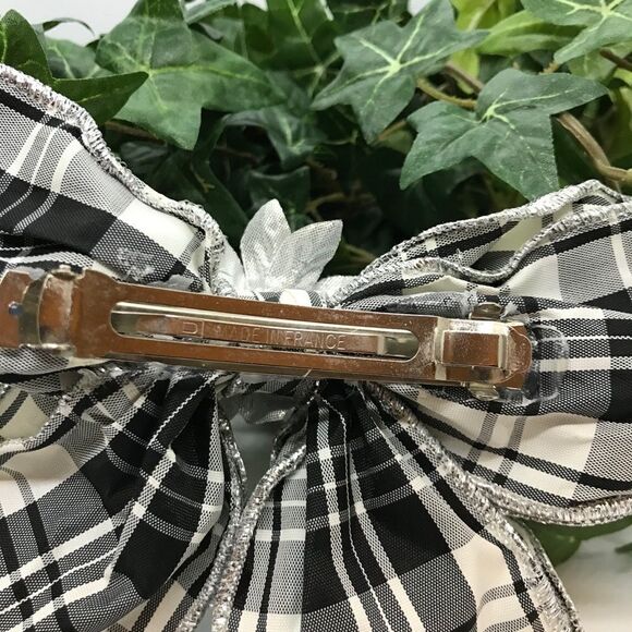 Bow Hair Barrette Watch Plaid Black White Hair Accessory main image 15